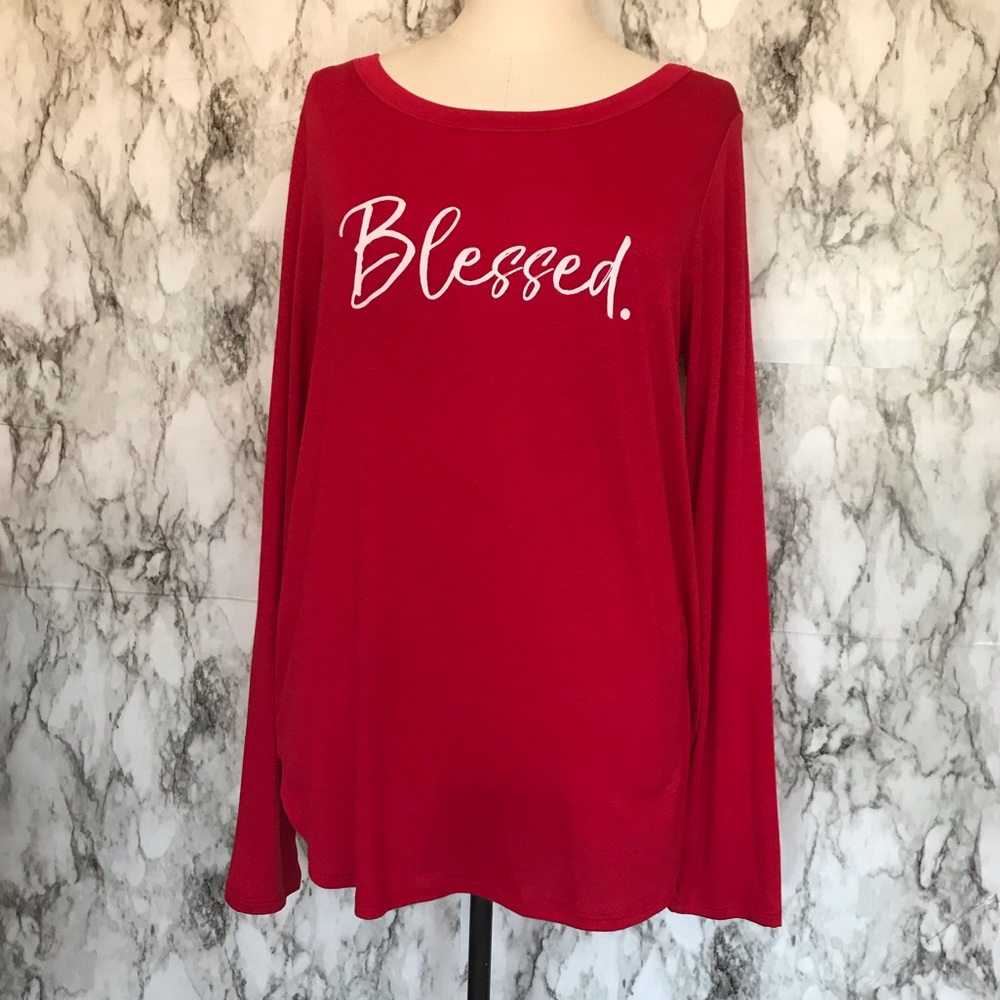 🛍 3/$35 SALE - Blessed Red Long Sleeve Top